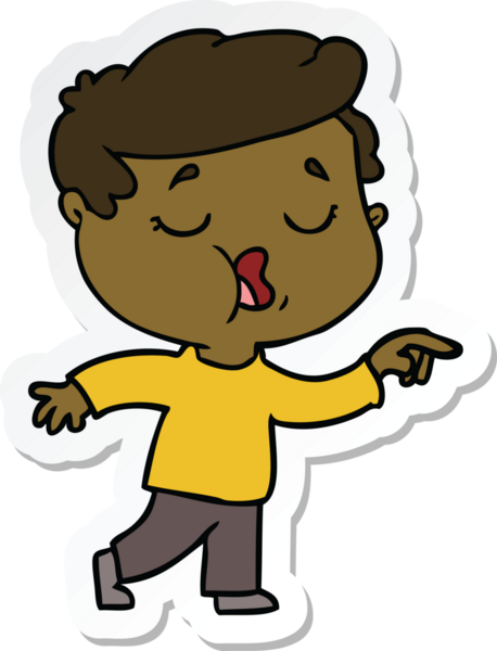 Bir insan tarafından çizilmiş bir karikatür adamın çıkartması.