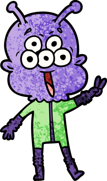 Bir insan tarafından çizilmiş mutlu uzaylı çizgi filmi.