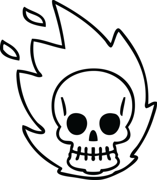 Bir insan tarafından çizilmiş tuhaf bir kafatası çizimi.