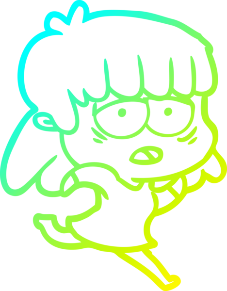 Bir insan tarafından çizilmiş, karikatür çizen yorgun bir kadın.