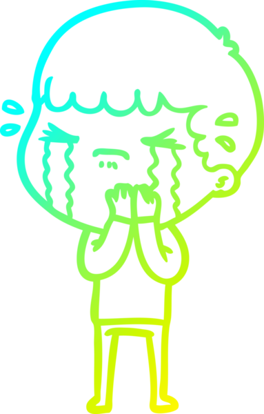 Bir insan tarafından çizilmiş ağlayan bir çizgi film karakteri çizimi.