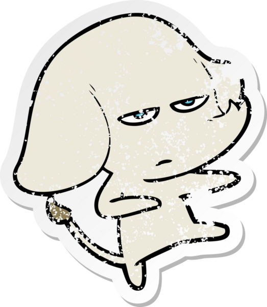 Bir insan tarafından çizilmiş kızgın bir fil çıkartması.