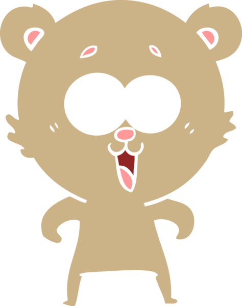 Bir insan tarafından çizilmiş gülen ayıcık düz renkli çizgi film.