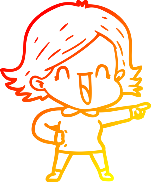 Bir insan tarafından çizilmiş gülen bir kadının çizgi film çizimi.