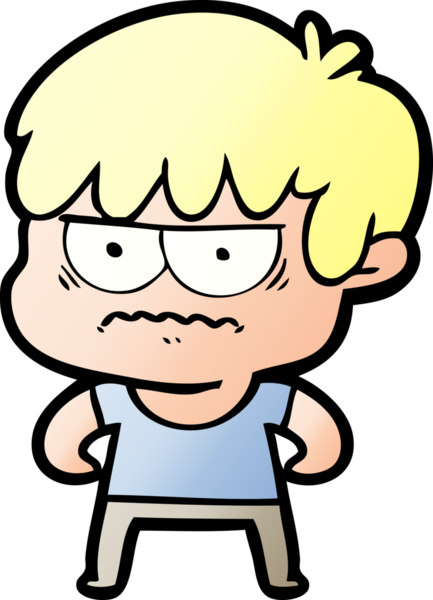 Bir insan tarafından çizilmiş sinirli çizgi film çocuğu.