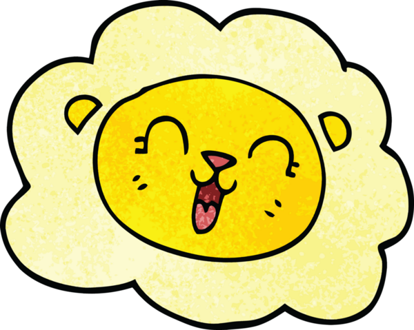 karikatür mutlu aslan bir insan tarafından çizilmiş