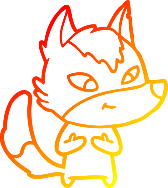 Bir insan tarafından çizilmiş dost canlısı bir kurt çizgi çizimi.