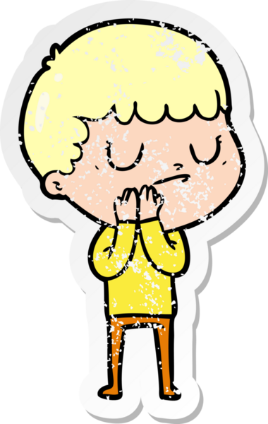 Bir insan tarafından çizilmiş huysuz bir çocuğun sıkıntılı çıkartması.