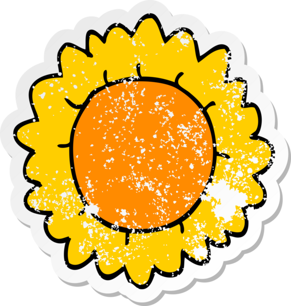 Bir insan tarafından çizilmiş karikatür çiçeğinin sıkıntılı çıkartması