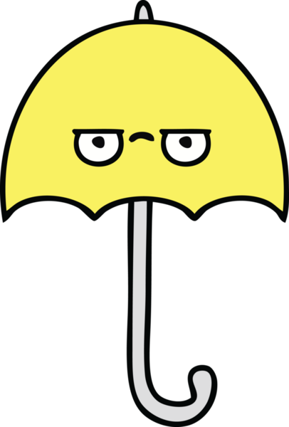 Bir insan tarafından çizilmiş şirin şemsiye karikatürü.