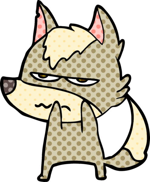 Bir insan tarafından çizilmiş rahatsız kurt çizgi filmi.