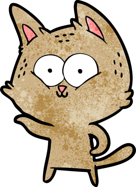 Bir insan tarafından çizilmiş çizgi film kedisi.