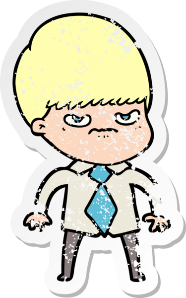 Bir insan tarafından çizilmiş bir çizgi film çocuğunun sıkıntılı çıkartması.