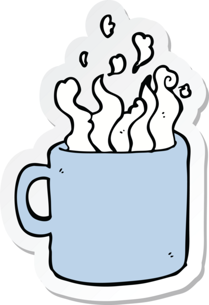 Bir insan tarafından çizilmiş sıcak kahve etiketi.