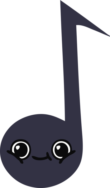 Bir insan tarafından çizilmiş bir notanın düz renkli retro karikatürü