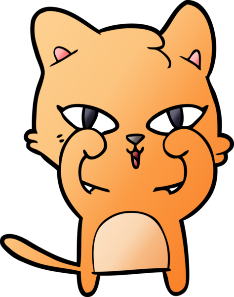 Bir insan tarafından çizilmiş gözleri ovalayan çizgi film kedisi.