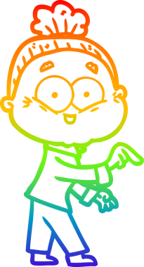 Gökkuşağı gradyan çizgi çizimi Bir insan tarafından çizilmiş mutlu yaşlı kadın