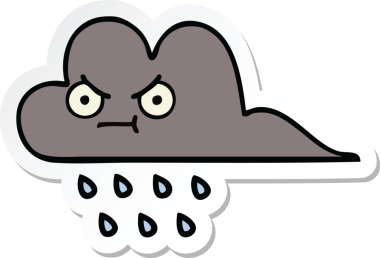 Bir insan tarafından çizilmiş şirin bir fırtına bulutunun çıkartması.