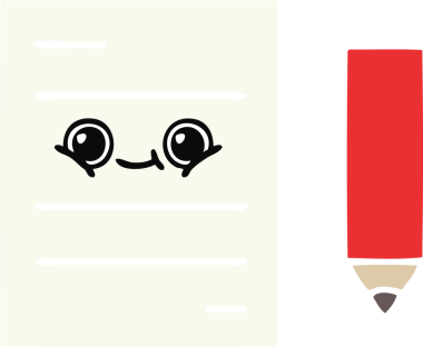 Bir insan tarafından çizilmiş bir test kağıdının düz renk retro karikatürü