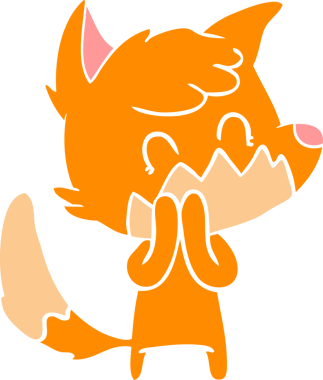 Bir insan tarafından çizilmiş düz renkli çizgi film dost tilkisi.