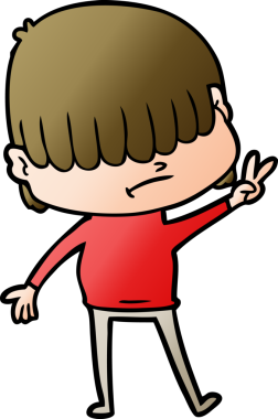 Bir insan tarafından çizilmiş dağınık saçlı çizgi film çocuğu.