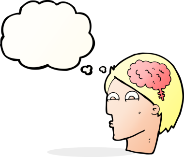 Bir insan tarafından çizilmiş beyin sembollü çizgi film kafası.