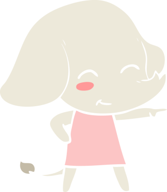 Bir insan tarafından çizilmiş düz renk çizgi film fili.