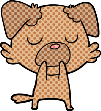 Bir insan tarafından çizilmiş çizgi film köpeği.