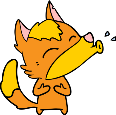 Bir insan tarafından çizilmiş tilki çizgi film karakteri