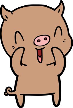 Bir insan tarafından çizilmiş mutlu çizgi film domuzu.