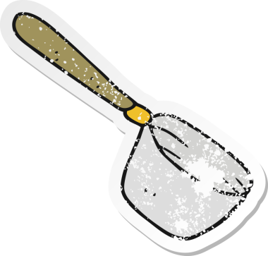 Bir insan tarafından çizilmiş bir mutfak tenceresinin gerilimli retro yapıştırması.