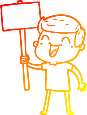 Bir insan tarafından çizilmiş gülen çizgi film karakterinin sıcak çizgi çizimi