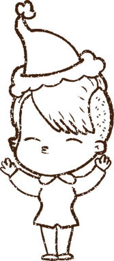 Bir insan tarafından çizilen neşeli kadın kömürü.