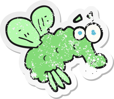 Bir insan tarafından çizilmiş karikatür sineğinin gerilimli çıkartması.