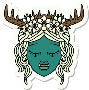 Bir insan tarafından çizilmiş bir ork Druid karakterinin çıkartması