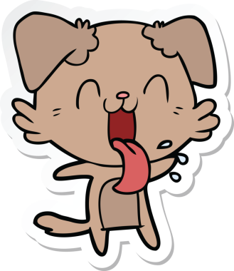 Bir insan tarafından çizilmiş nefes nefese kalmış bir köpeğin çıkartması.