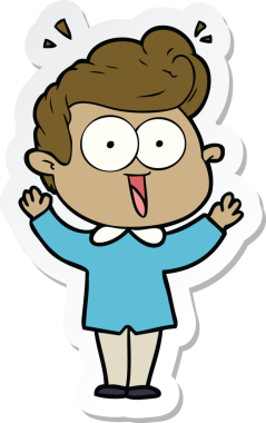 Bir insan tarafından çizilmiş heyecanlı bir adamın çıkartması.