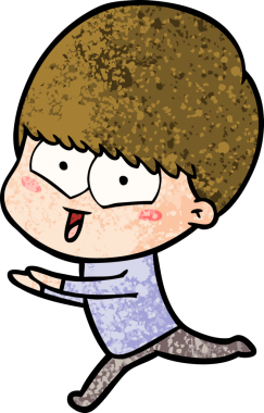 Bir insan tarafından çizilmiş mutlu çocuk çizgi filmi.