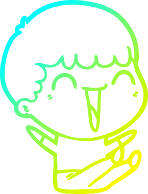 Bir çizgi film çizen soğuk gradyalı mutlu bir adam bir insan tarafından çizilmiş.