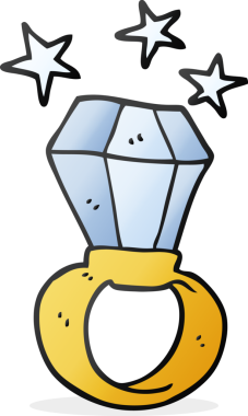 Bir insan tarafından çizilmiş büyük bir nişan yüzüğü.