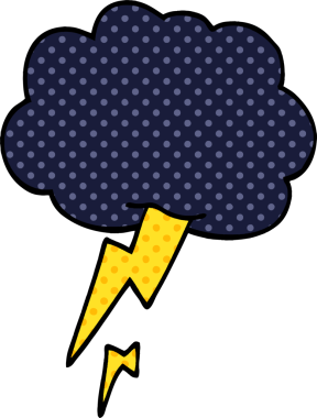 Bir insan tarafından çizilmiş karalama gök gürültüsü ve şimşek.