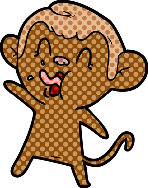 Bir insan tarafından çizilmiş çılgın çizgi film maymunu