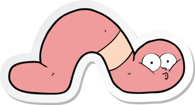 Bir insan tarafından çizilmiş bir karikatür solucanı çıkartması.
