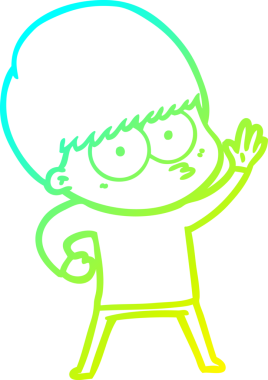 Bir insan tarafından çizilmiş gergin bir çizgi film çocuğu çizimi.