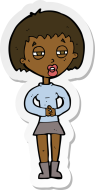 Bir insan tarafından çizilmiş şüpheli bir kızın çıkartması.