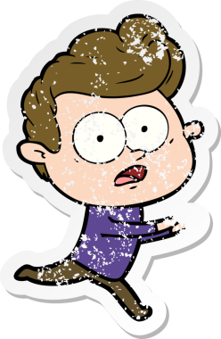 Bir insan tarafından çizilmiş, kederli bir çizgi film çıkartması.