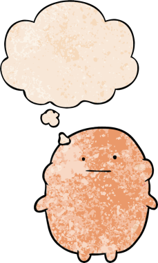 Bir insan tarafından çizilmiş grunge desenli düşünce baloncuğu olan insan çizgi filmi.