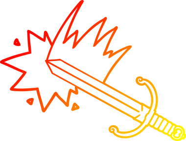 Bir insan tarafından çizilmiş sallanan bir kılıcın sıcak eğimli çizgisi.