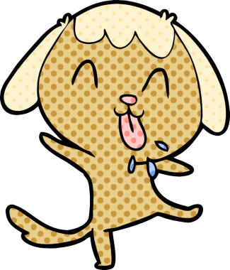 Bir insan tarafından çizilmiş şirin bir çizgi film köpeği.