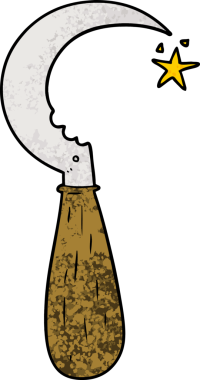 bir insan tarafından çizilmiş eski bir orak çizgi filmi.